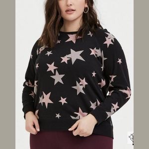 Black & Pink Stars Fleece Raglan Sweatshirt